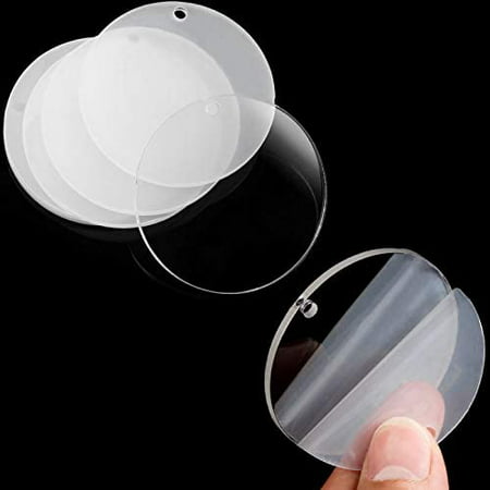 48 Pieces Acrylic Transparent Circle Discs Christmas Decoration Set Keychain Blanks Round Clear Transparent Acrylic Tags for DIY Projects Crafts 2 Inch x 2.3 mm 